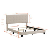 ZUN Upholstered Platform Bed with Tufted Headboard, Box Spring Needed, Beige Linen Fabric, Queen Size WF280787AAA