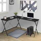 Black L-shaped Computer Desk with CPU Holder B062P184554