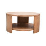 ZUN Round Coffee Table with Shelf B035P217813