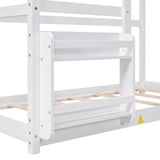 Twin Size Wooden House Bed, Twin Floor Wooden Bed with Shelf, No Box Spring , White Color, TWIN BED W69782586
