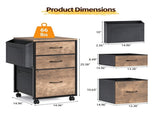 Wood Filing Cabinet with Casters, Washed Grey Fluted, Iron Clad Wood, Melamine Faced, 3 Small 16087281