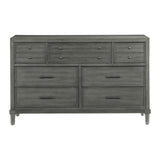 Transitional Style Gray Finish 1pc Dresser of 7 Drawers Dark Bronze Handles Wooden Bedroom Furniture B011P147531