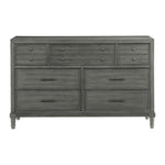 ZUN Transitional Style Gray Finish 1pc Dresser of 7 Drawers Dark Bronze Handles Wooden Bedroom Furniture B011P147531