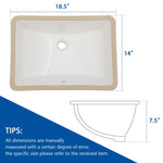 ZUN Bathroom Sink Rectangle Deep Bowl Pure White Porcelain Ceramic Lavatory Vanity Sink Basin with W122552094