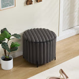 22.05"Wide Upholstered Round Pouf Ottoman Foot Rest with Black Metal Legs,Faux Fur Footstool for W3098P272528
