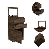 Kamelot Dresser With Jewelry Box, Single Door Cabinet, Mirror, Two Drawers -Dark Walnut B20091919