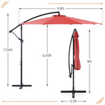 ZUN 9.8FT Offset Patio Umbrella Hanging Cantilever Umbrella Outdoor Sun Shade with Easy Tilt Adjustment, W2201P279967