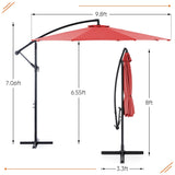 ZUN 9.8FT Offset Patio Umbrella Hanging Cantilever Umbrella Outdoor Sun Shade with Easy Tilt Adjustment, W2201P279967