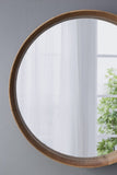 31.5" Round Pine Wood Mirror, Wall Mounted Mirror Home Decor for Bathroom Living Room W2078P152649