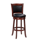 Comfortable Swivel Pub Height Chair 1pc Dark Cherry Finish Faux Leather Upholstery Solid Wood B011P238916