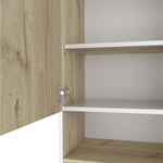 ZUN Medicine Single Door Cabinet 28" H, One Shelf, Two Interior Shelves, Light Oak / White B097133246