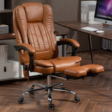 ZUN Massage Office Chair with Heat, Footrest, Light brown W2069P174878