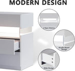 ZUN LED Nightstands 3 Drawer Dresser for End Table with Acrylic Board LED Bedside Tables for W2371P173484