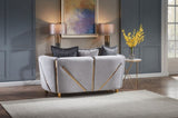 Thick Velvet Fabric Upholstered Loveseat Made With Wood in Gray B009P153974