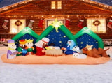 9FT Lighted Christmas Inflatable Decoration, Inflatable Nativity Scene with Starry Night Backdrop, 57994703