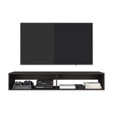 Eco 59" Floating Tv Stand with Two Rectangular Shelves Black Wengue B070P286447