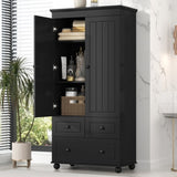 ZUN Tall Storage Cabinet with Three Drawers for Bathroom/Office, Black N725P183256B