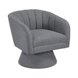 1pc Modern Swivel Accent Chair Dark Gray Boucle Upholstery Solid Wood Foam Seat Cushion Unique Style B011P308016