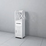 ZUN Waterproof Single Door Two Tier Bathroom Cabinet White 70138530