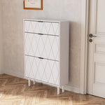 ZUN Shoe Cabinet, Free Standing Tipping Bucket Shoes Storage Cabinet with 3 Flip Drawers, Narrow Shoe W1778132463