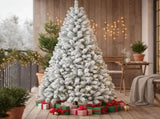 4FT Flocked Christmas Tree with 233 Tips Snowy PVC Artificial Plant Sturdy Metal Stand 32260824