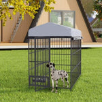 ZUN Large Dog Kennel Outdoor Pet Pens Dogs Run Enclosure Animal Hutch Metal Coop Fence with Roof W1820P172862