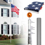 ZUN Telescopic Flag Pole Kit, 20FT Height Adjustable Heavy Duty Aluminum Flagpoles with 5x3 US Flag & 92299791