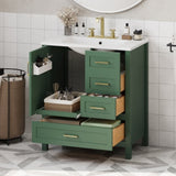 30" Green Bathroom Vanity with Sink Combination Set, Bathroom Storage Cabinet with Soft Close Door, N729P177787F