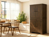 Walnut 72" 4-Door Kitchen Pantry with Drawer 3 Shelves Storage Cabinet for Kitchen Organization 59762561