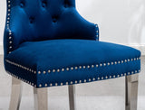 ZUN Montura Contemporary Tufted Velvet Chair with Nailhead Trim, Set of 2, Blue T2574P164574