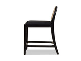 Panama 26.5" Curved Back Cane Rattan Counter Stool, Set of 2, Ebony Black Boucle B2719P238388