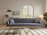 Modern convertible 72 inch foldable sleeper sofa with tufted, American retro style, made of gray W2353P399461