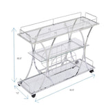 ZUN Electroplated Glass Bar Cart, With Wine Rack And Glass Holder, For Kitchen, Serving, Hotel Silver 50720217