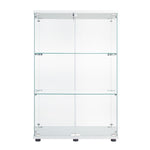 ZUN Two Door Glass Cabinet Glass Display Cabinet with 3 Shelves, White 81861862