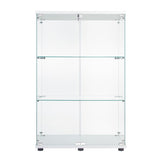 ZUN Two Door Glass Cabinet Glass Display Cabinet with 3 Shelves, White 81861862