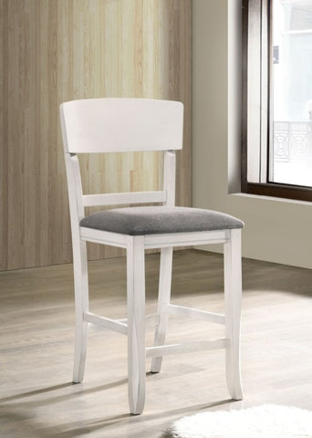 ZUN Contemporary Dining Room Counter Height Chairs Set of 2 Chairs only White Solid wood Gray Padded B01157350