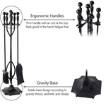 ZUN 5 Pcs Iron Fireplace Tools Set,7.28L x 7.28 Wx 31.9H in,Black 24696461