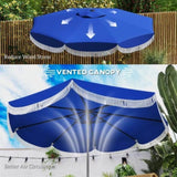 8.8FT Elegance Patio Umbrella, UPF 30 Outdoor Market Umbrella with 8 Ribs, Push Button Tilt,Navy 24616852