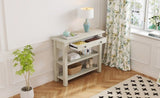 ZUN TREXM Retro Console Table with Drawer and Two Sturdy Shelves for Entryway, Living Room N715P195561E