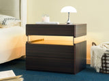 LED Nightstands 3 Drawer Dresser for Bedroom End Table with Acrylic Board LED Bedside Tables W2178P412301