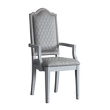 Two Tone Grey and Pearl Grey Upholstered Back Arm Chairs B062P185700