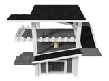 4 Tiers Outdoor Cat House Weatherproof Cat Tree Tower with Waterproof Roof and 2 Doors , Feral Cat 21197989