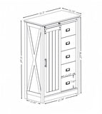 ZUN 5 Drawers Dresser w/Sliding Barn Door, Farmhouse Modern Tall Dresser 5 Chest of Drawers, Storage 98998005