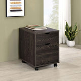 ZUN Dark Oak 2-Drawer File Cabinet with Casters B062P153725