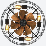 Industrial Style 20 Inch Ceiling Fan With Matte Black 6 Speed Wind E26 Remote Control Reversible DC W882P146308