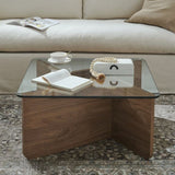 31.5 Inch Glass Coffee, Mid-Century Modern Square Coffee, Living Room Wooden Coffee W2972P277853