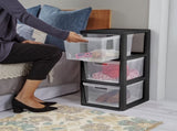 3 Drawer Tower, Plastic Storage Organizer with Removable Clear Bins, Easy to Assemble - No Tools 19101383