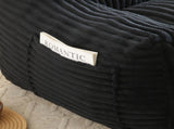 Giant Plush Bean Bag Chair for Adults with Armrests and Footstool -- Comfy Black Beanbag Chaise W1117P309394