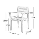 STAMFORD Dining Chairs Set of 2,Acacia Wood Patio Armchair,for Backyard, Poolside, Garden,Teak N762P251941A