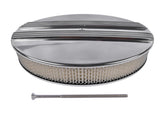 14" x 3" Half Finned Aluminum Air Cleaner With Recessed Base and Paper Element Polished 07538386